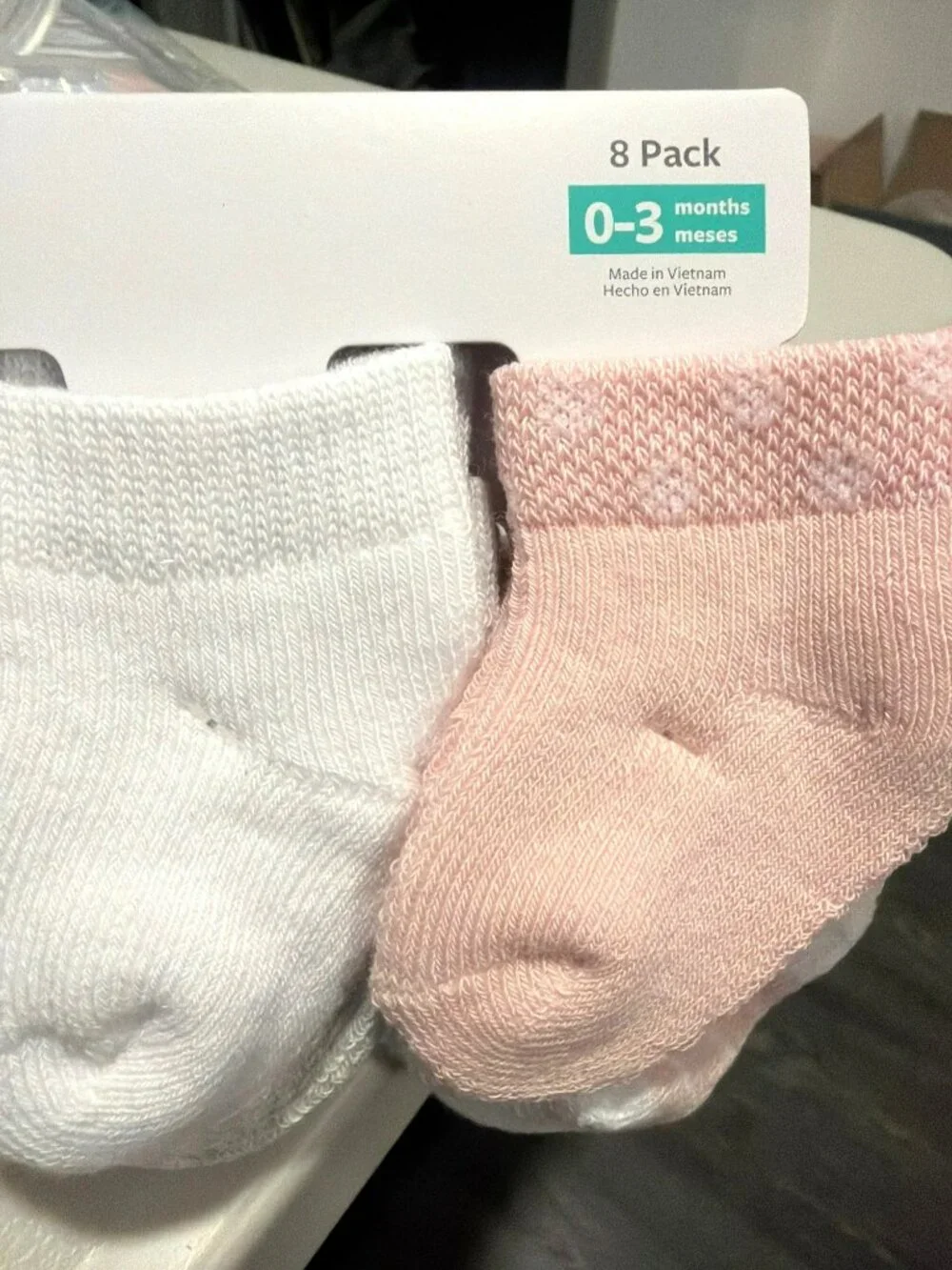 Carters Just One You 8-Pack Baby Socks 0-3 Months Pink & White Cotton Blend New